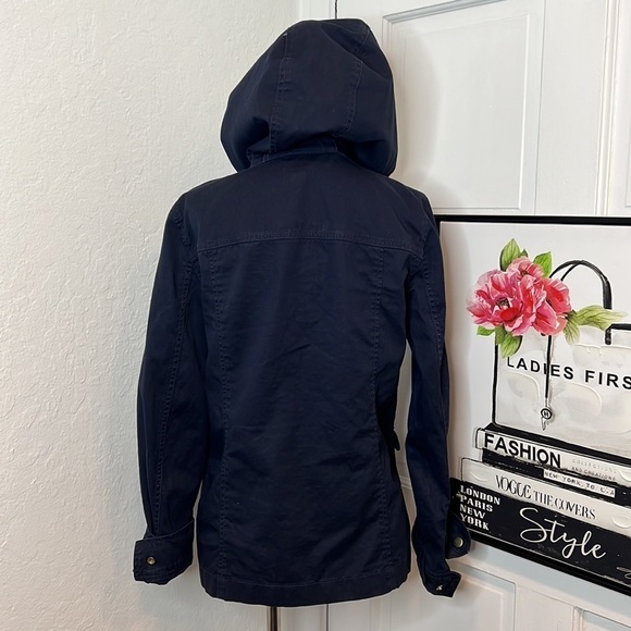 J. Crew Navy Hooded Twill Jacket Size S - Picture 4 of 9